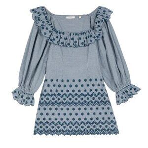 Dôen Franique Mini Dress in Azure Paris Gingham